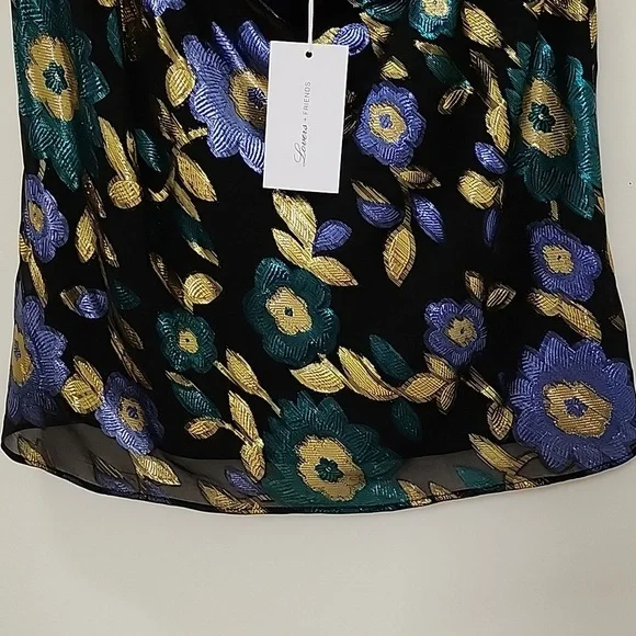 NWT Lovers and Friends Baby Doll Metallic Floral Rhode Cami Tank Top Size Medium - Picture 5 of 16